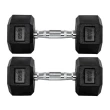 Par Halter 6kg + 6kg Dumbbell Sextavado Emborrachado Pegada Cromada Gallant (GDB06F3B-PT)