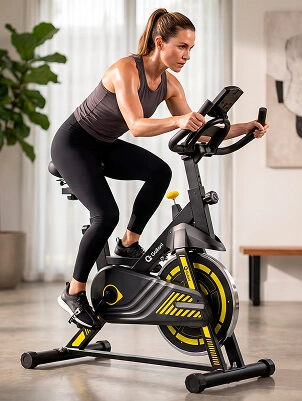 Mulher se exercitando na Bicicleta Ergométrica Spinning Start
